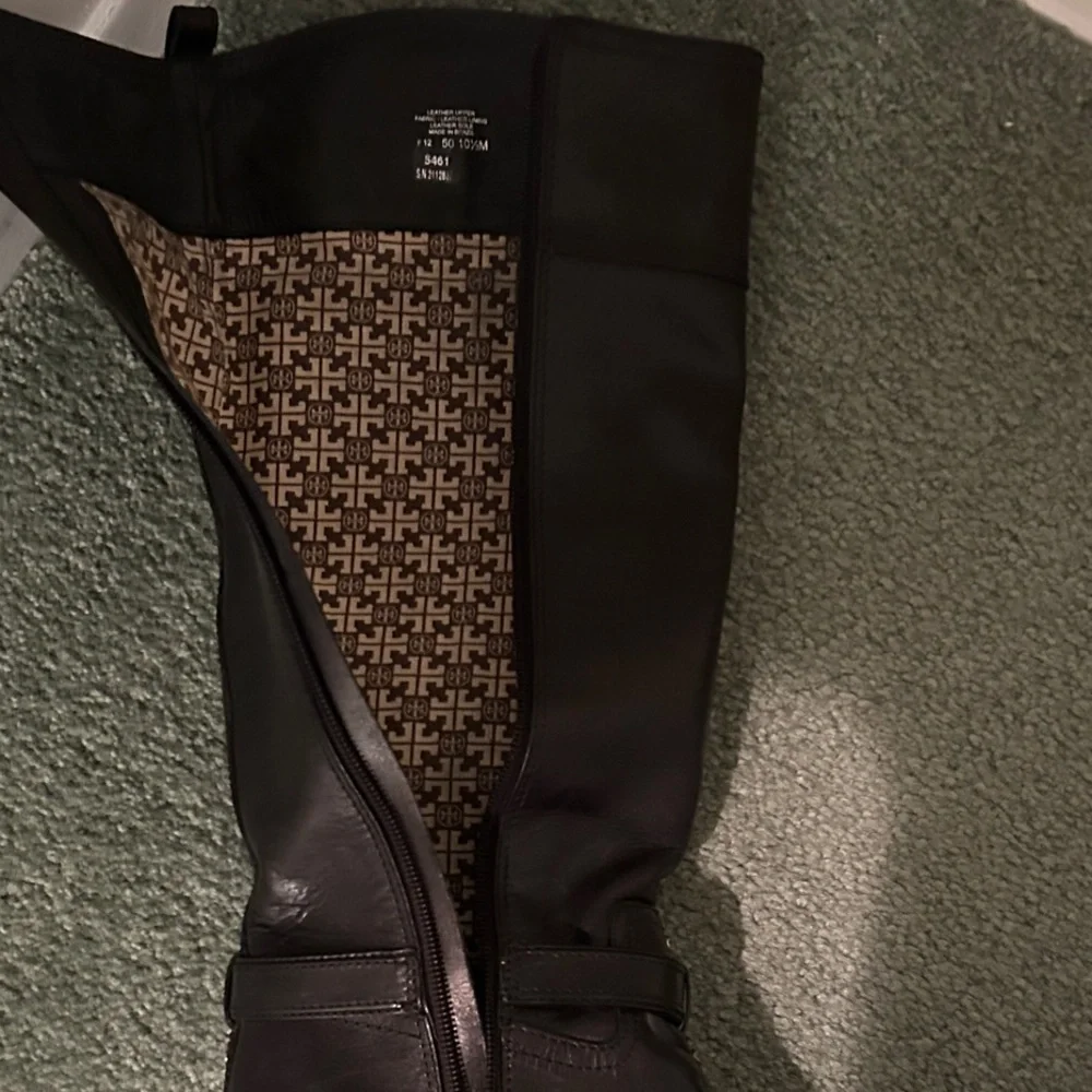 Tory Burch Daniella Leather High Black Riding Boots. 3.75” Heel. Size 10.5